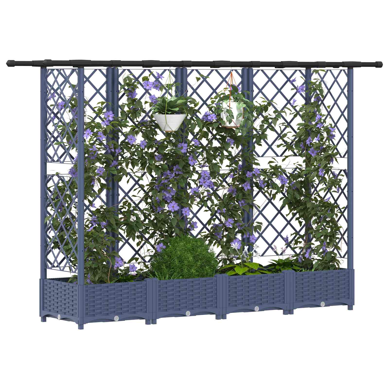 Hochbeet mit Rankgitter und Dach Braun 124 x 40 x 123 cm PP