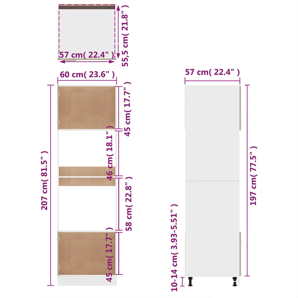 Unterschrank Lyon Weiß 60x46x81,5 cm Holzwerkstoff