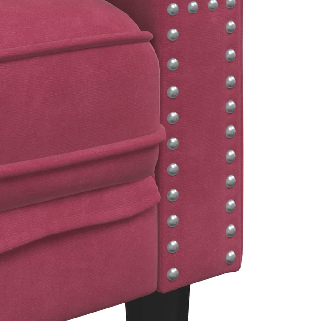 3-tlg. Chesterfield-Sofa-Set mit Nackenrollen Hellgrau Samt