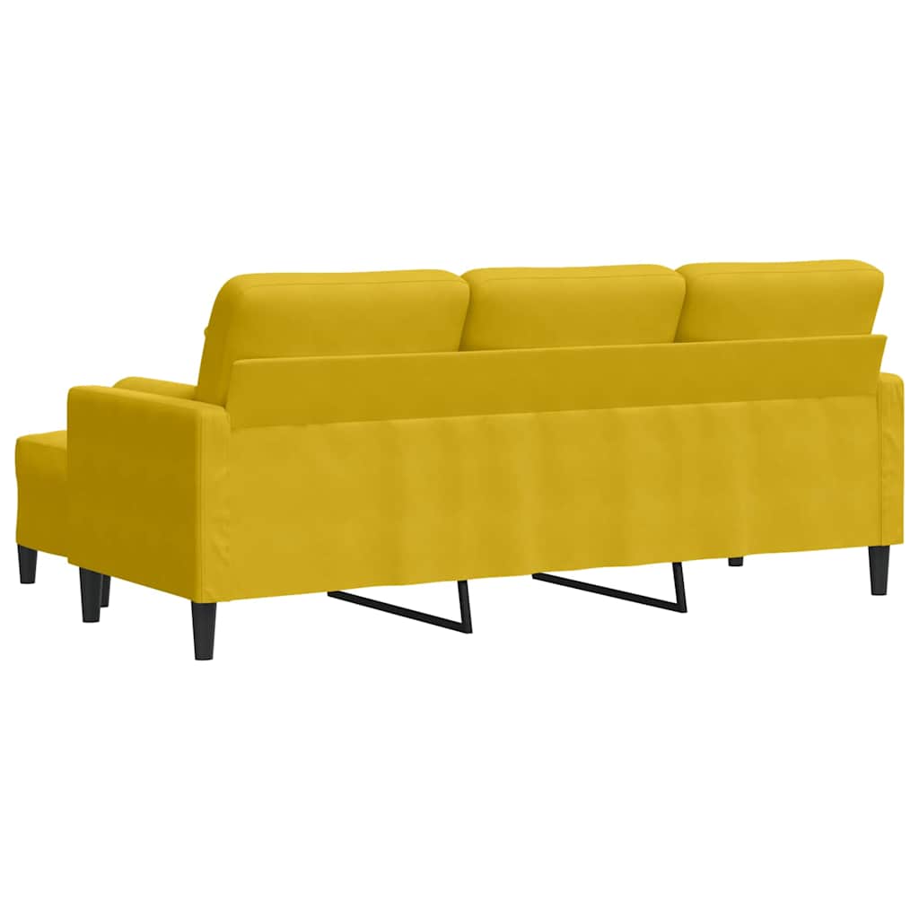 3-Sitzer-Sofa mit Hocker Hellgrau 180 cm Samt