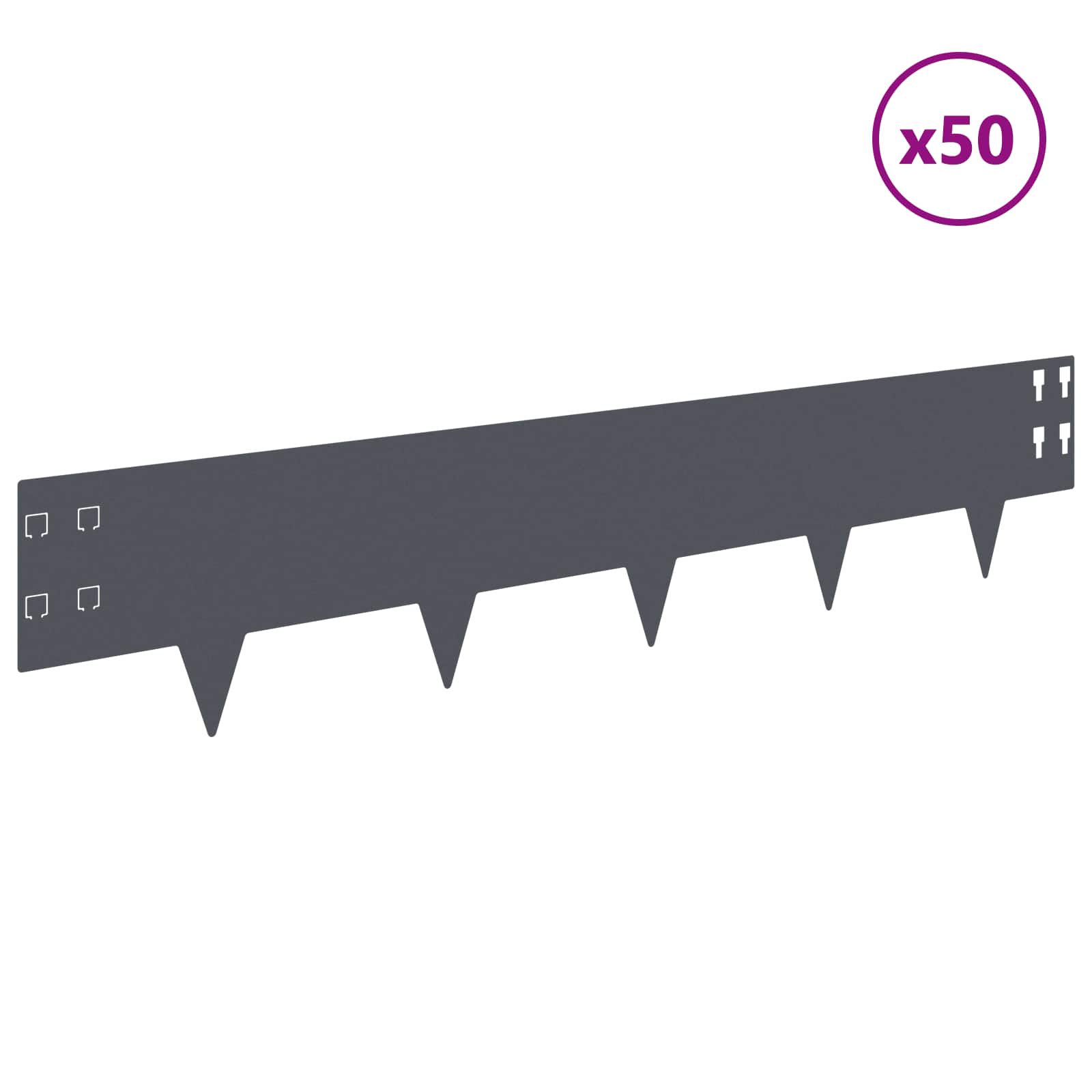Raseneinfassung 10 pcs 100 x 12 cm Stahl Schwarz