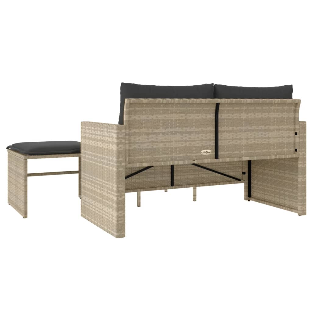 3-tlg. Garten-Sofagarnitur mit Kissen Schwarz Poly Rattan
