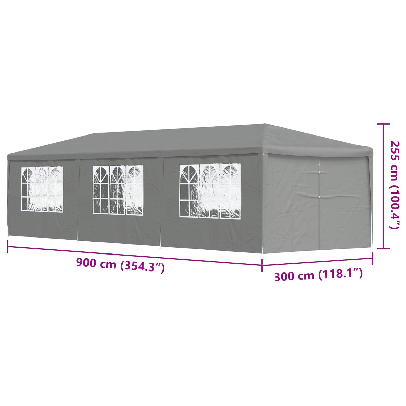 Party-Zelt 400 x 300 x 255 cm Rot PE und Stahl