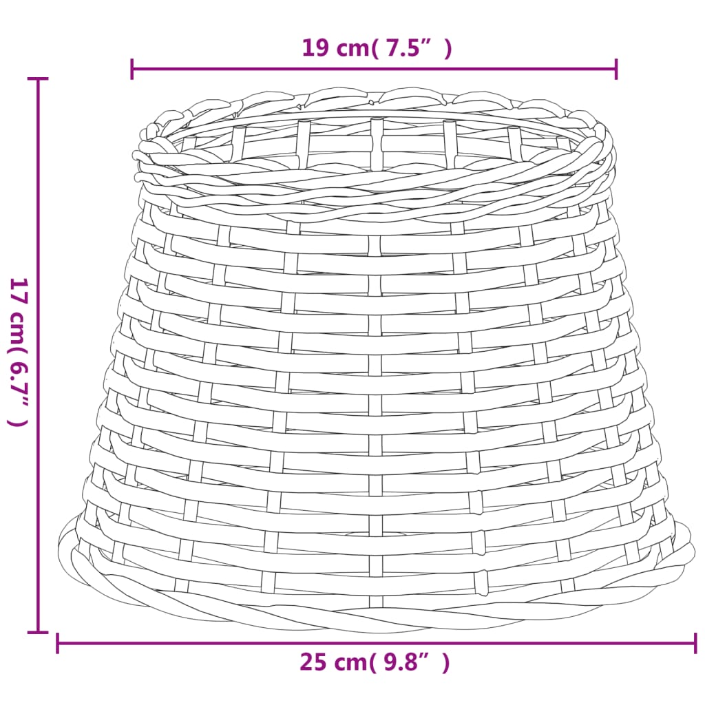 Lampenschirm Weiß Ø15x12 cm Korbweide
