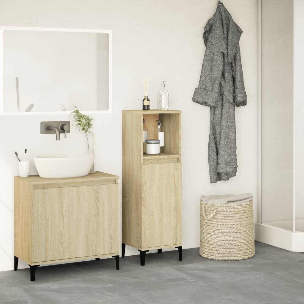 Badschrank Weiß 30x30x100 cm Holzwerkstoff