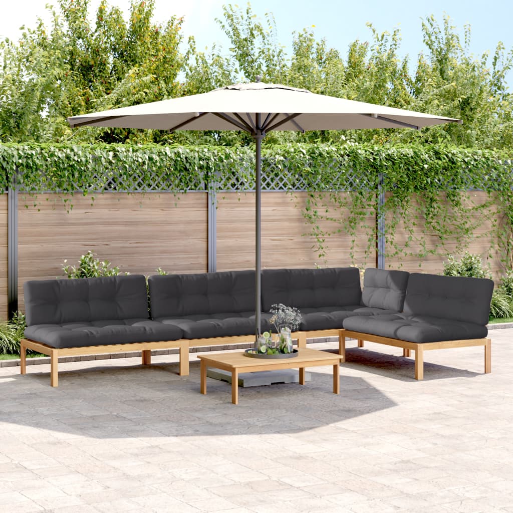 5-tlg. Garten-Sofagarnitur aus Paletten mit Kissen Akazienholz