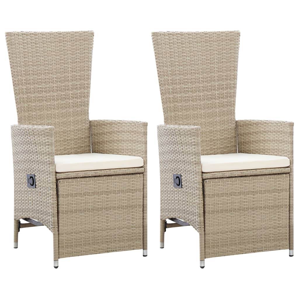 Garten-Liegestühle mit Kissen 2 Stk. Grau Poly Rattan