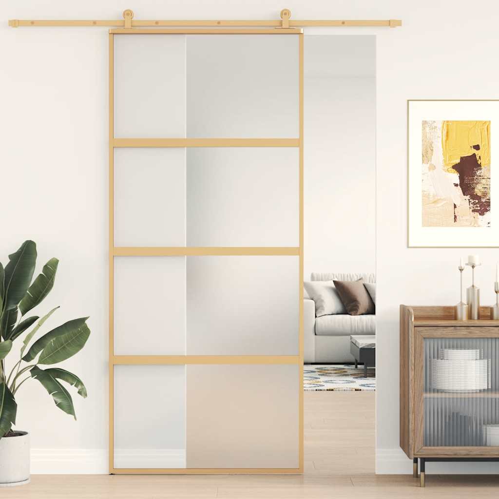 Schiebetür Aluminium und ESG Glas 90x205 cm Schwarz