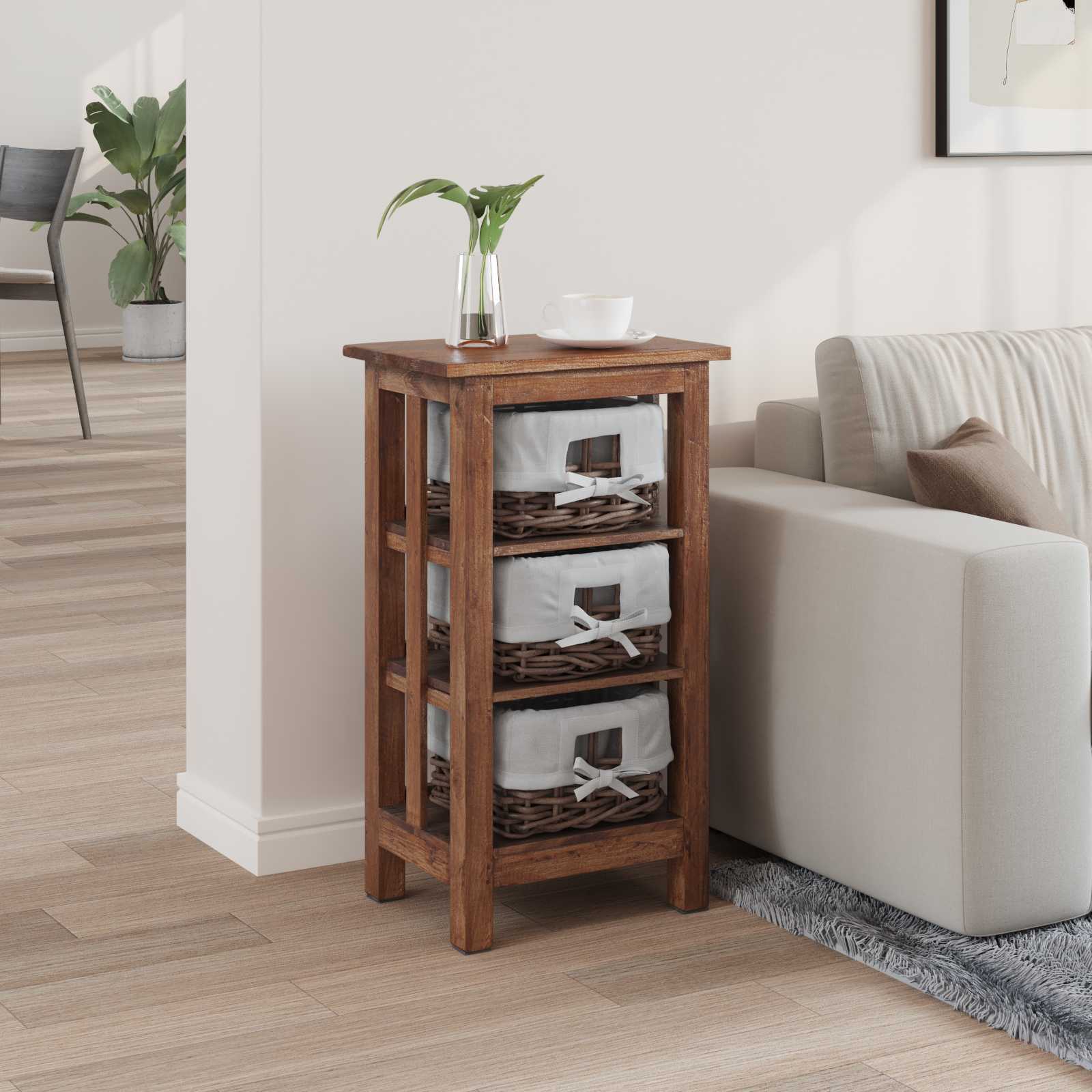 Beistelltisch Braun 38 x 28 x 35 cm Massivholz Mahagoni