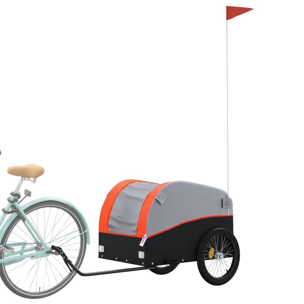 Fahrradanhänger Schwarz und Orange 30 kg Eisen