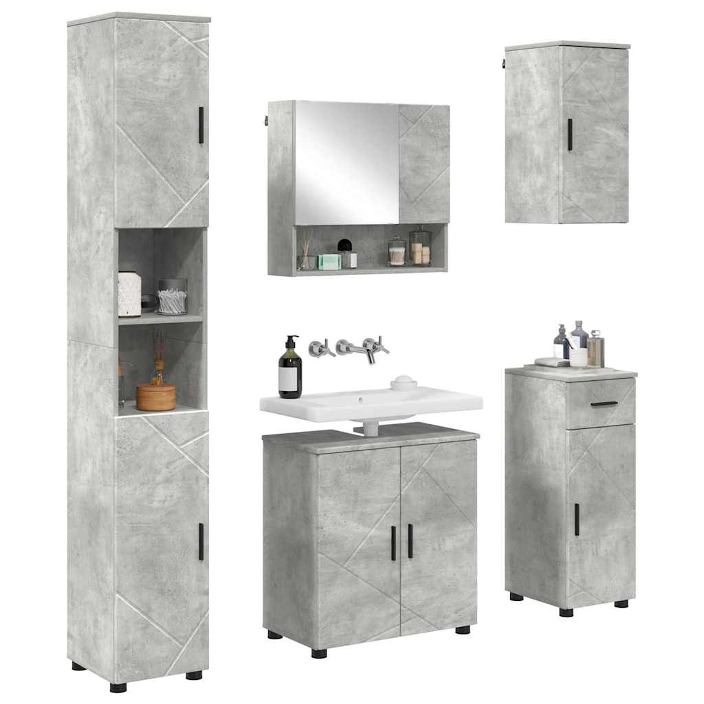 Badezimmermöbel-Set mit Tür 5 pcs Weiß Holzwerkstoff & Metall