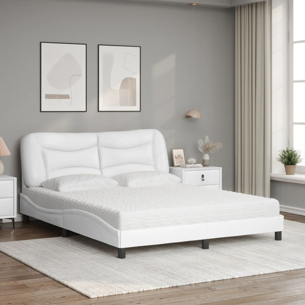 Bett mit Matratze "Hvar" Schwarz 80x200 cm Kunstleder