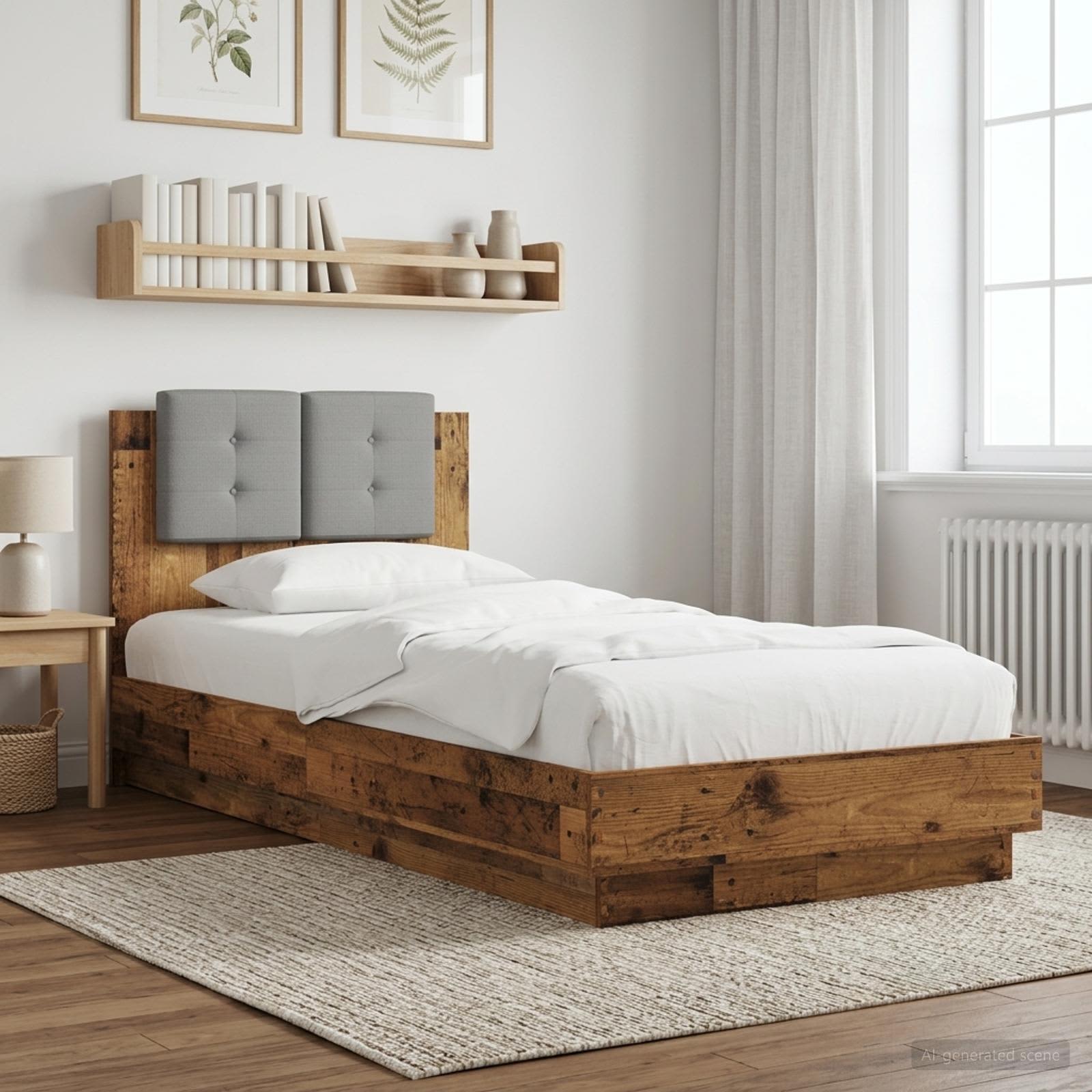 Bettgestell mit Kopfteil Grau Sonoma 180x200 cm Holzwerkstoff