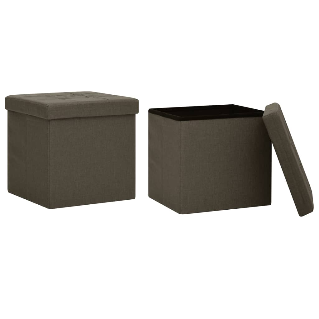 Hocker mit Stauraum Cremeweiß Leinenoptik