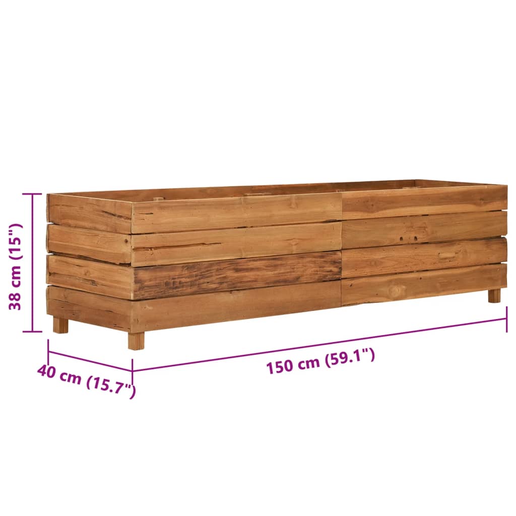 Hochbeet 100x40x72 cm Teak Altholz und Stahl