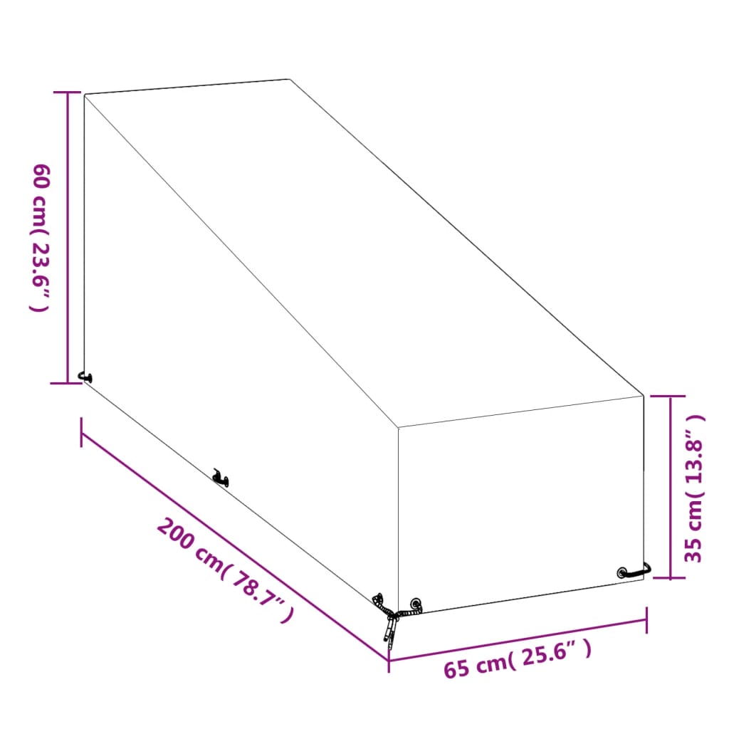 Abdeckungen für Sonnenliegen 2 Stk. 12 Ösen 205x75x40 cm