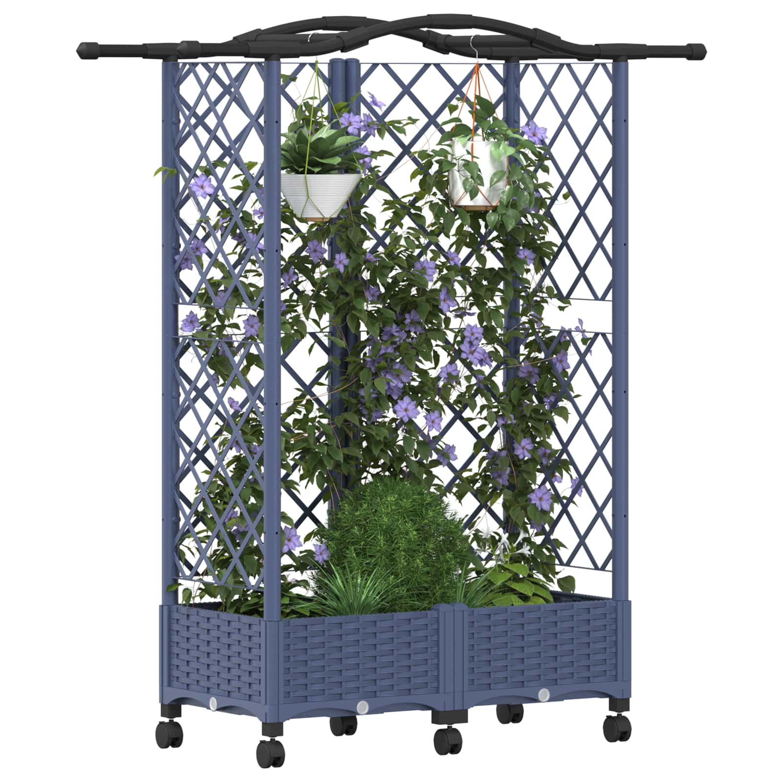 Hochbeet mit Rankgitter und Dach Braun 124 x 40 x 123 cm PP
