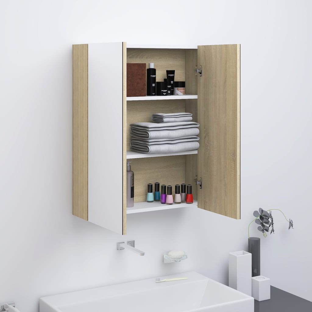 Bad-Spiegelschrank 60x15x75 cm MDF Glänzendes Schwarz