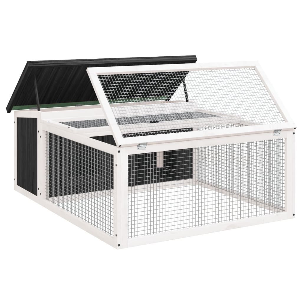 Kaninchenstall Mokka 117,5x97x47,5 cm Massivholz Kiefer
