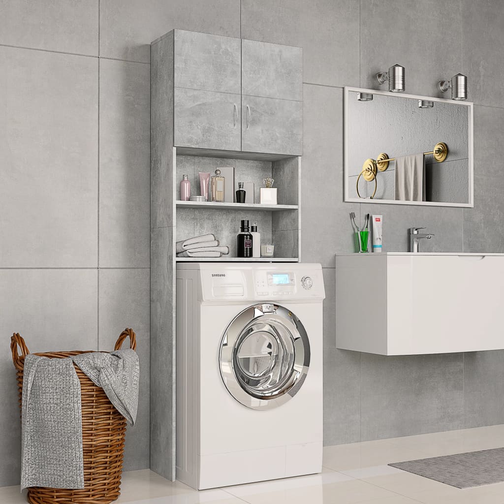 Waschmaschinenschrank Weiß 64x25,5x190 cm Holzwerkstoff