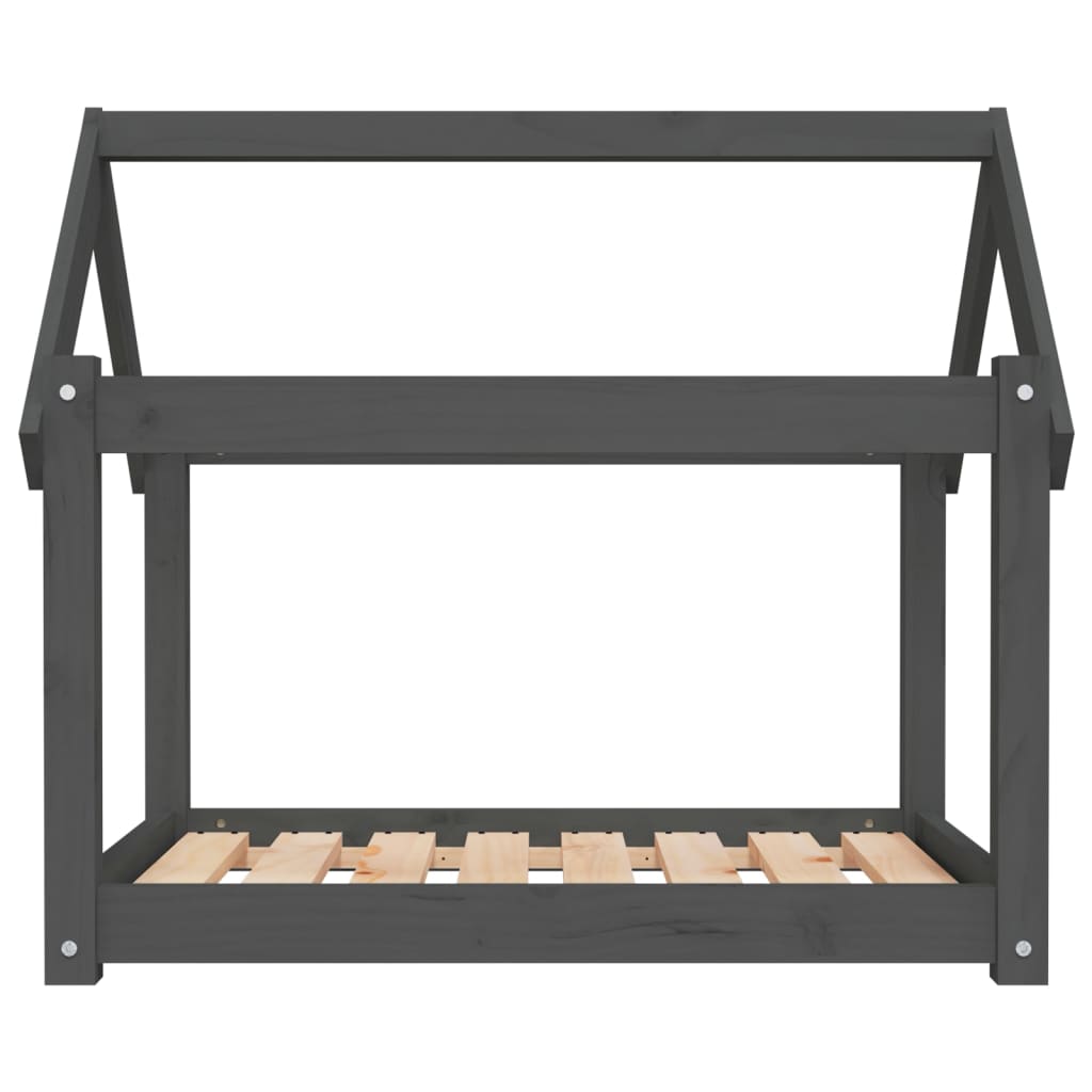 Hundebett Grau 61x50x70 cm Massivholz Kiefer