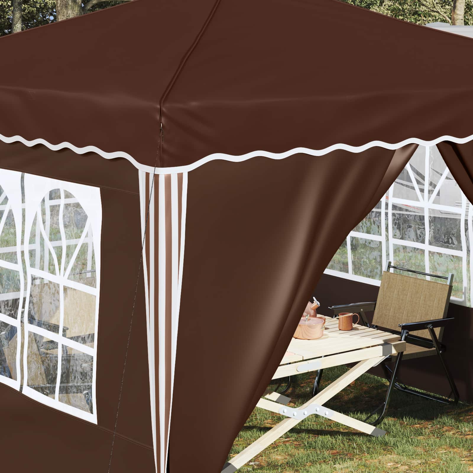 Pop-up Partyzelt 288 x 288 x 245 cm Creme Oxford-Stoff