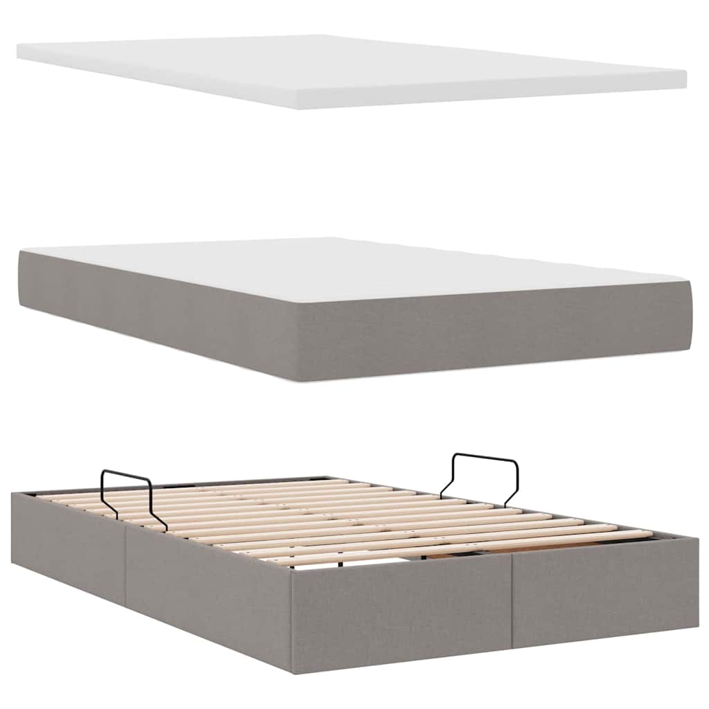 Aufbewahrungsbett mit Matratze Hellgrau 90 x 190 cm Polyester