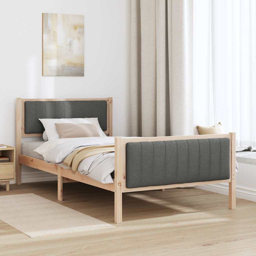 Bettgestell Braun und hellgrau 200 x 200 cm Massivholz Kiefer