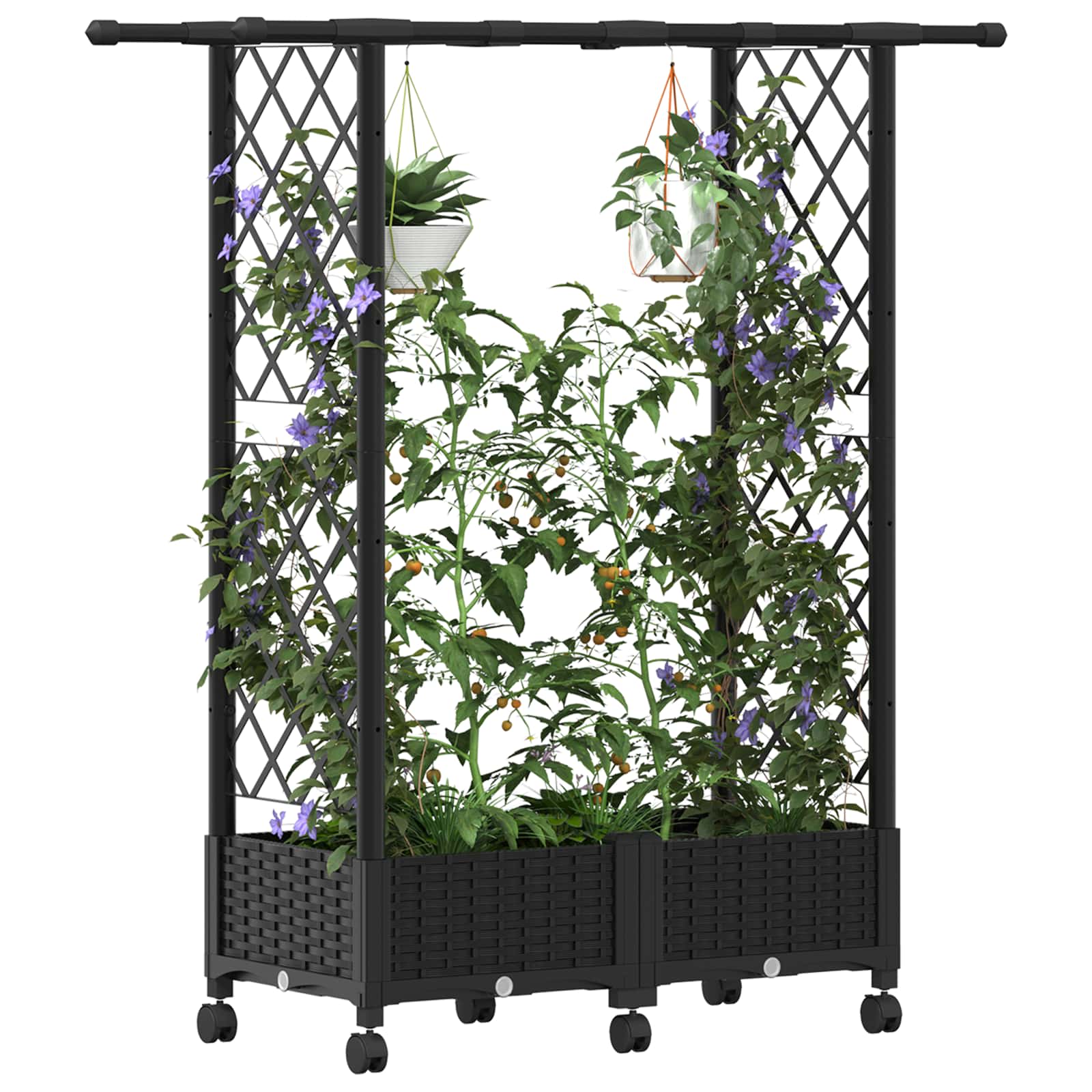 Hochbeet mit Rankgitter und Dach Braun 124 x 40 x 123 cm PP