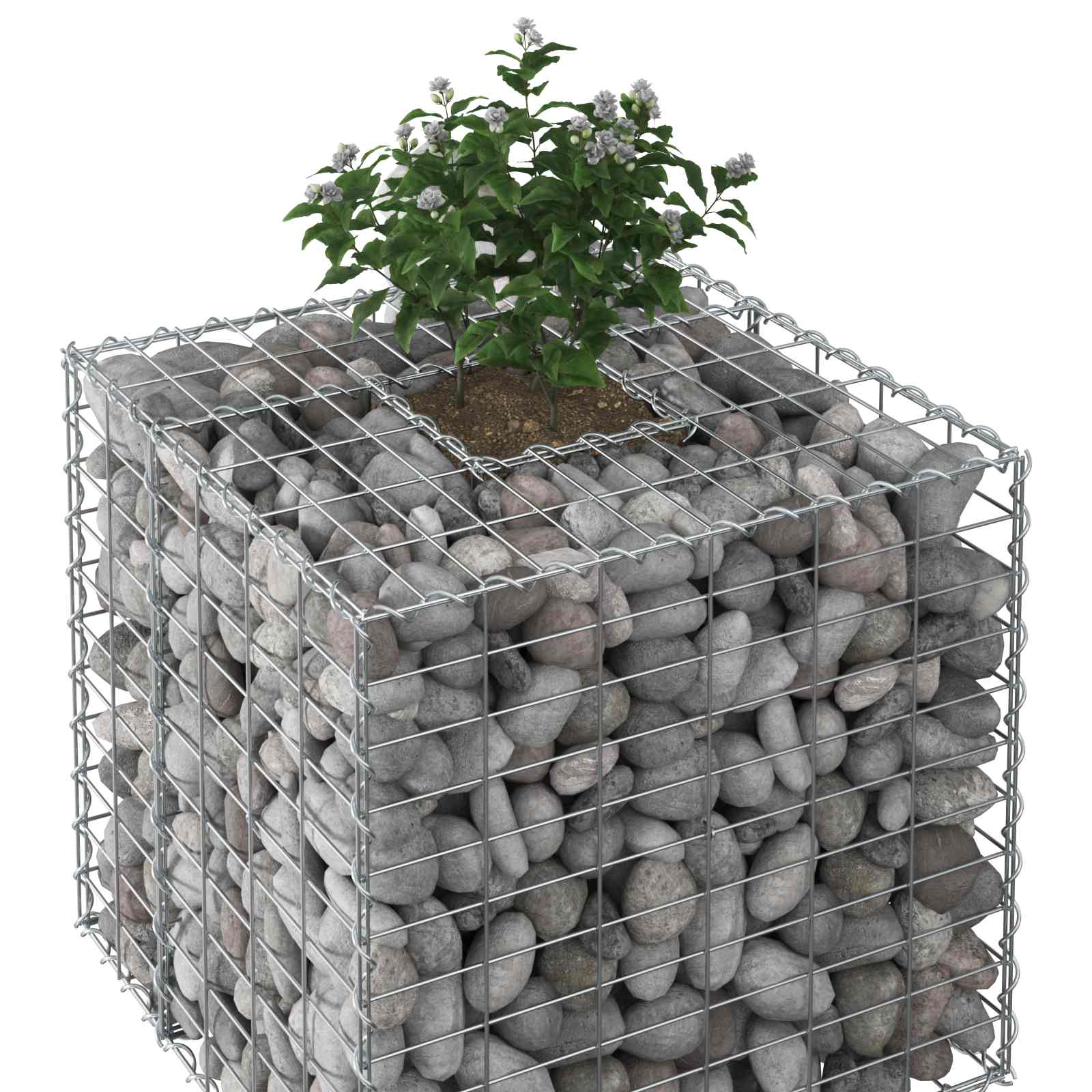 Gabionen Hochbeet 2 pcs Silber 260 x 60 x 55 cm