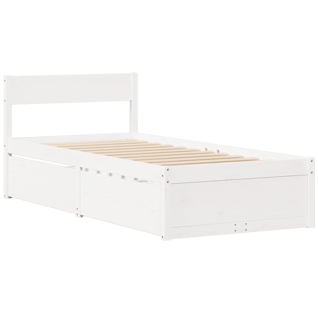Bett mit Schubladen und Matratze 200x200 cm Massivholz Kiefer