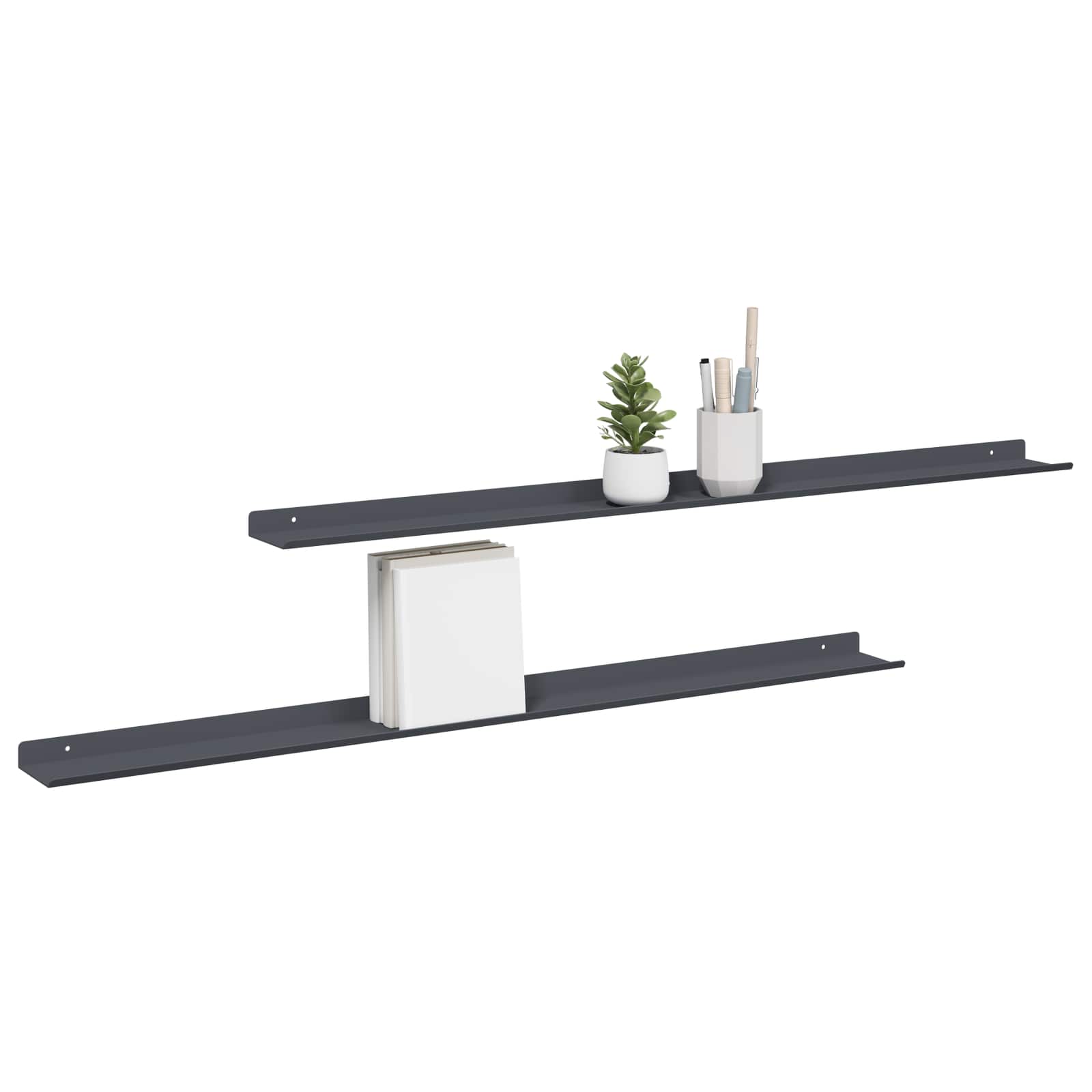Schwebendes Regal 3 pcs Schwarz 40 x 9 x 2,5 cm Stahl
