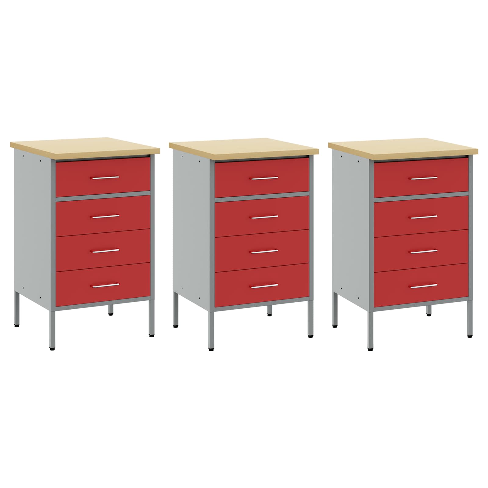 Werkbank mit Schubladen 2 pcs Rot und Grau 100 x 55 x 85 cm