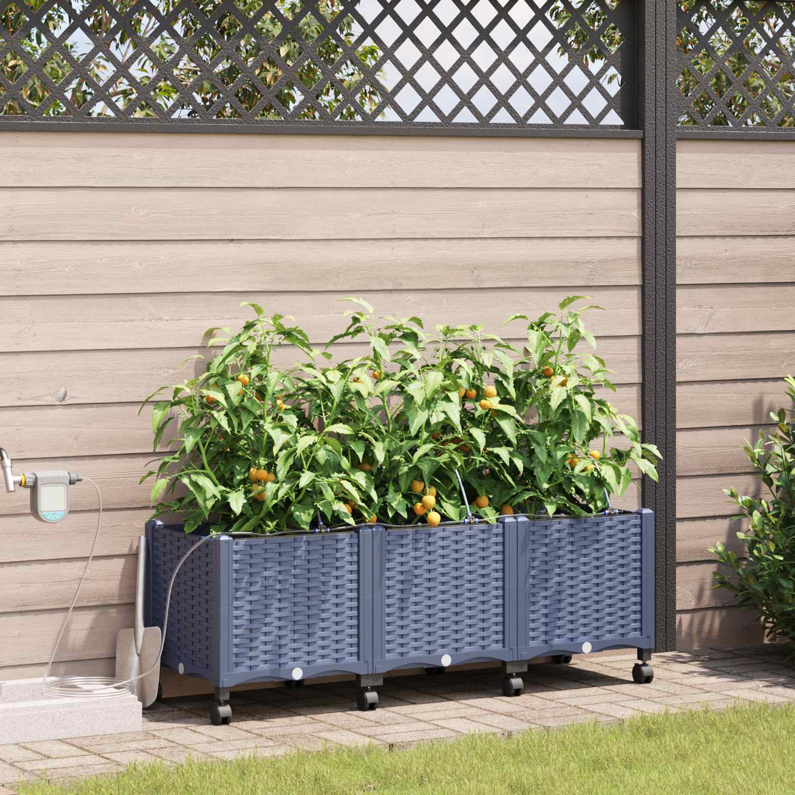 Garten-Pflanzgefäß 4 Stk. Braun 160 x 40 x 22 cm PP
