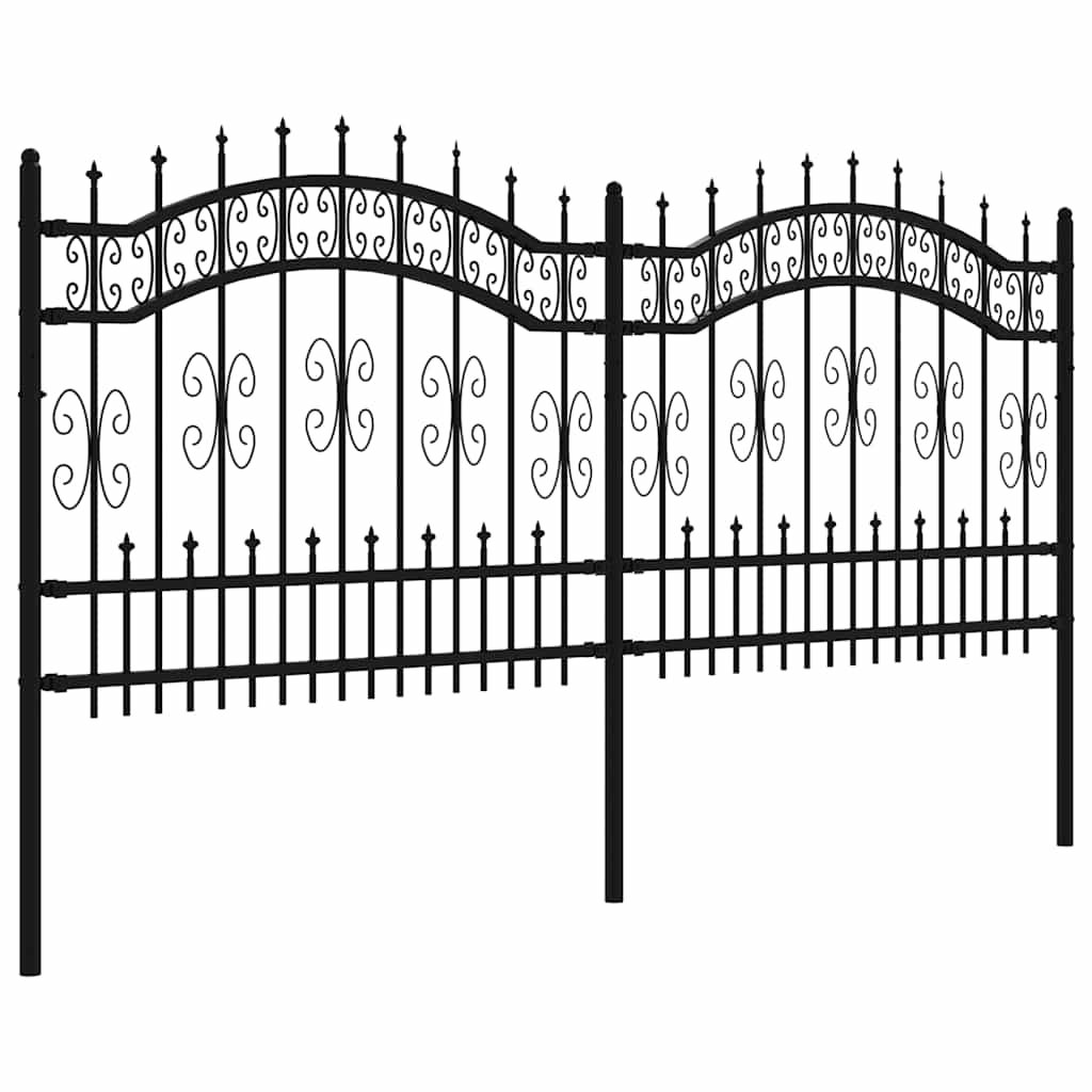 Gartenzaun KAMPEN mit Speerspitze Schwarz 240 x 75 cm Stahl