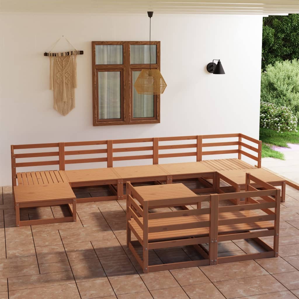 10-tlg. Garten-Lounge-Set Weiß Massivholz Kiefer
