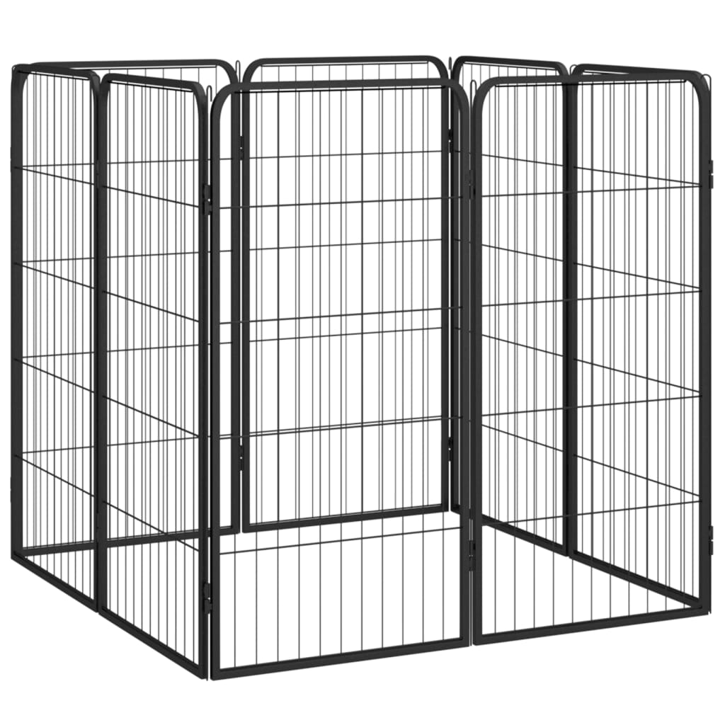 4-tlg. Hundelaufstall Schwarz 50x100cm Stahl Pulverbeschichtung
