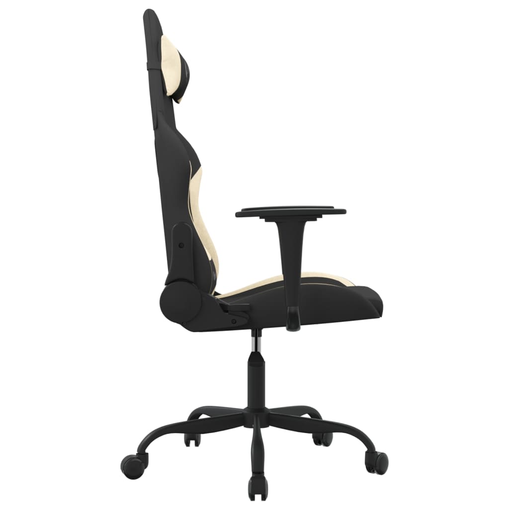 Gaming-Stuhl mit Massagefunktion Schwarz und Creme Stoff
