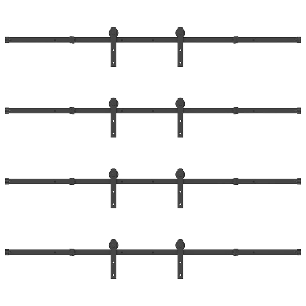 Schiebetürbeschlag-Set 183 cm Stahl Schwarz