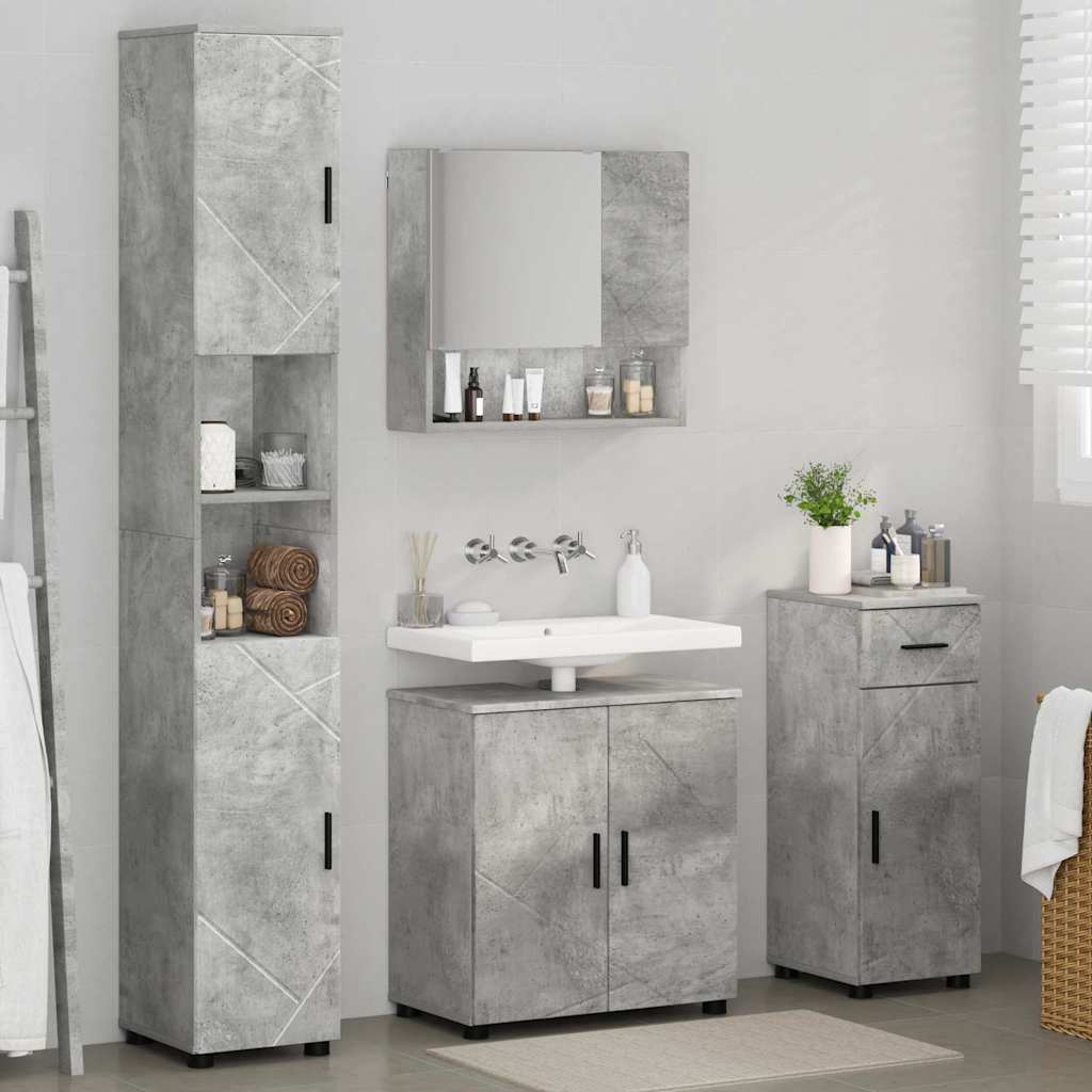 Badezimmermöbel-Set mit Tür 4 pcs Weiß Holzwerkstoff & Metall