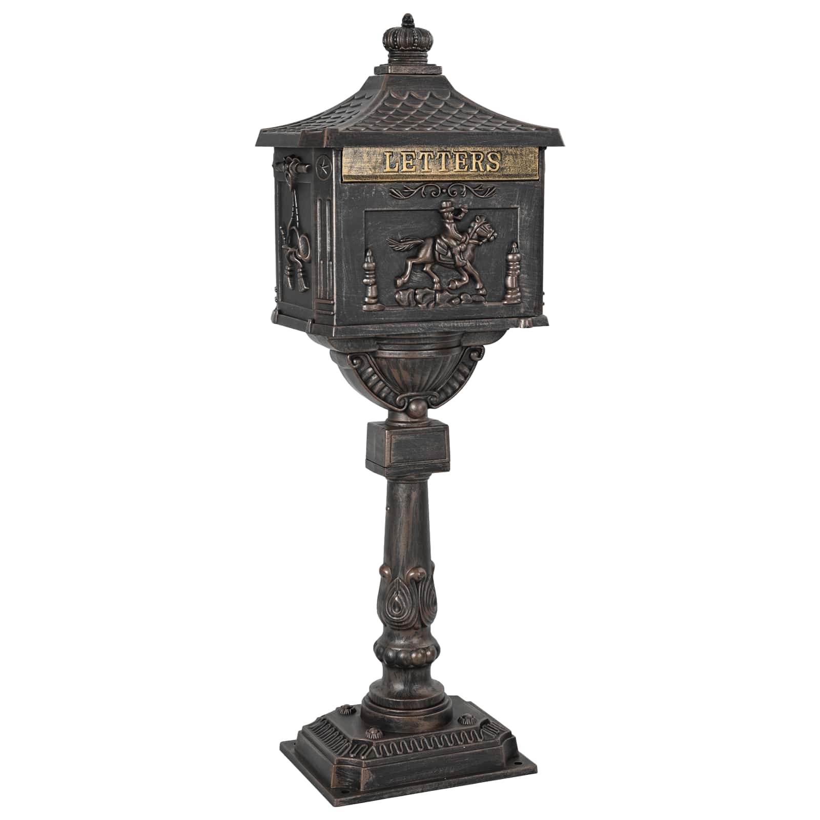 Stehender Briefkasten mit Speicher Schwarz 42,5 x 29,5 x 117 cm