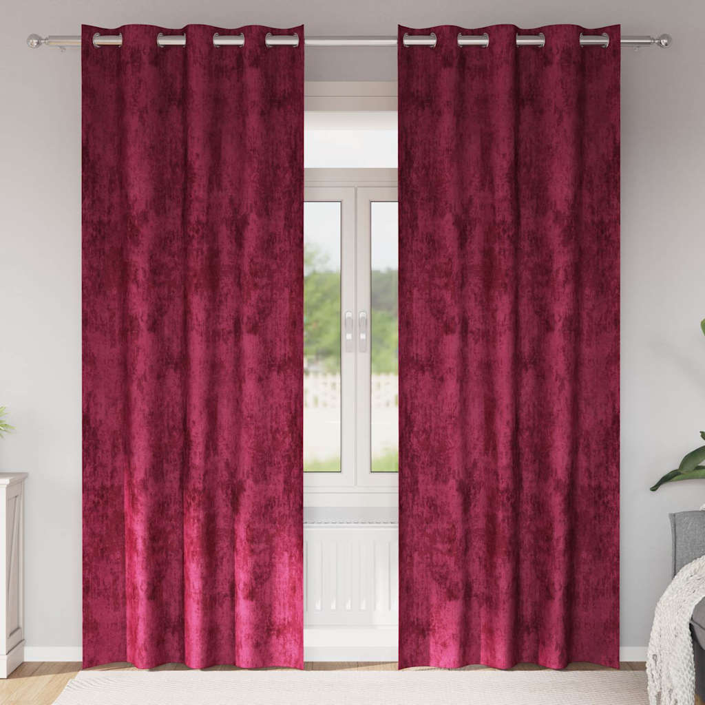 Samtvorhänge mit Vorhängen 2 pcs Weinrot 140 x 140 cm Samt