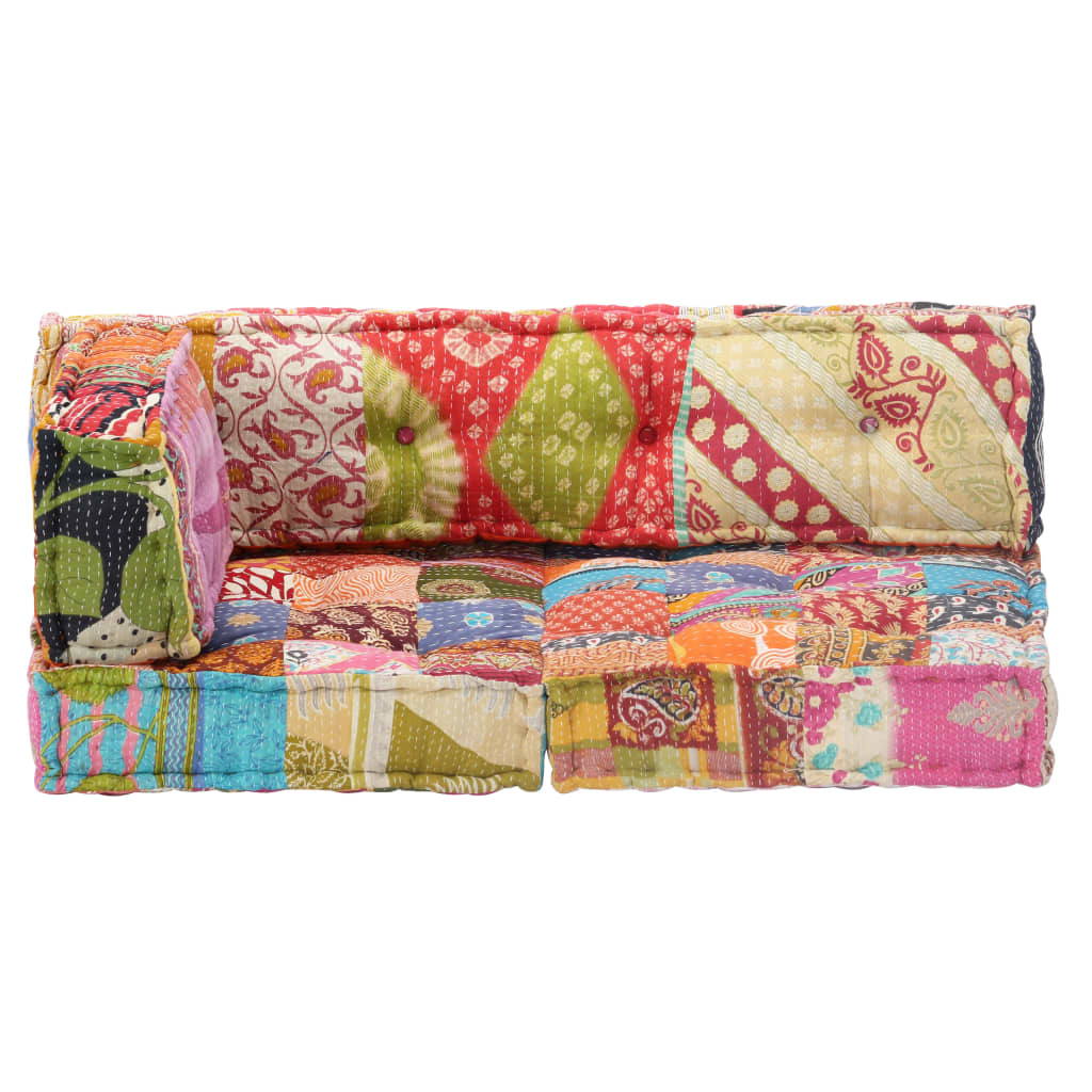 2-Sitzer Modularer Pouf Patchwork Stoff