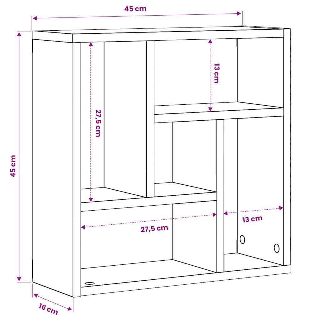 Wandregal Weiß 45,1x16x45,1 cm Holzwerkstoff