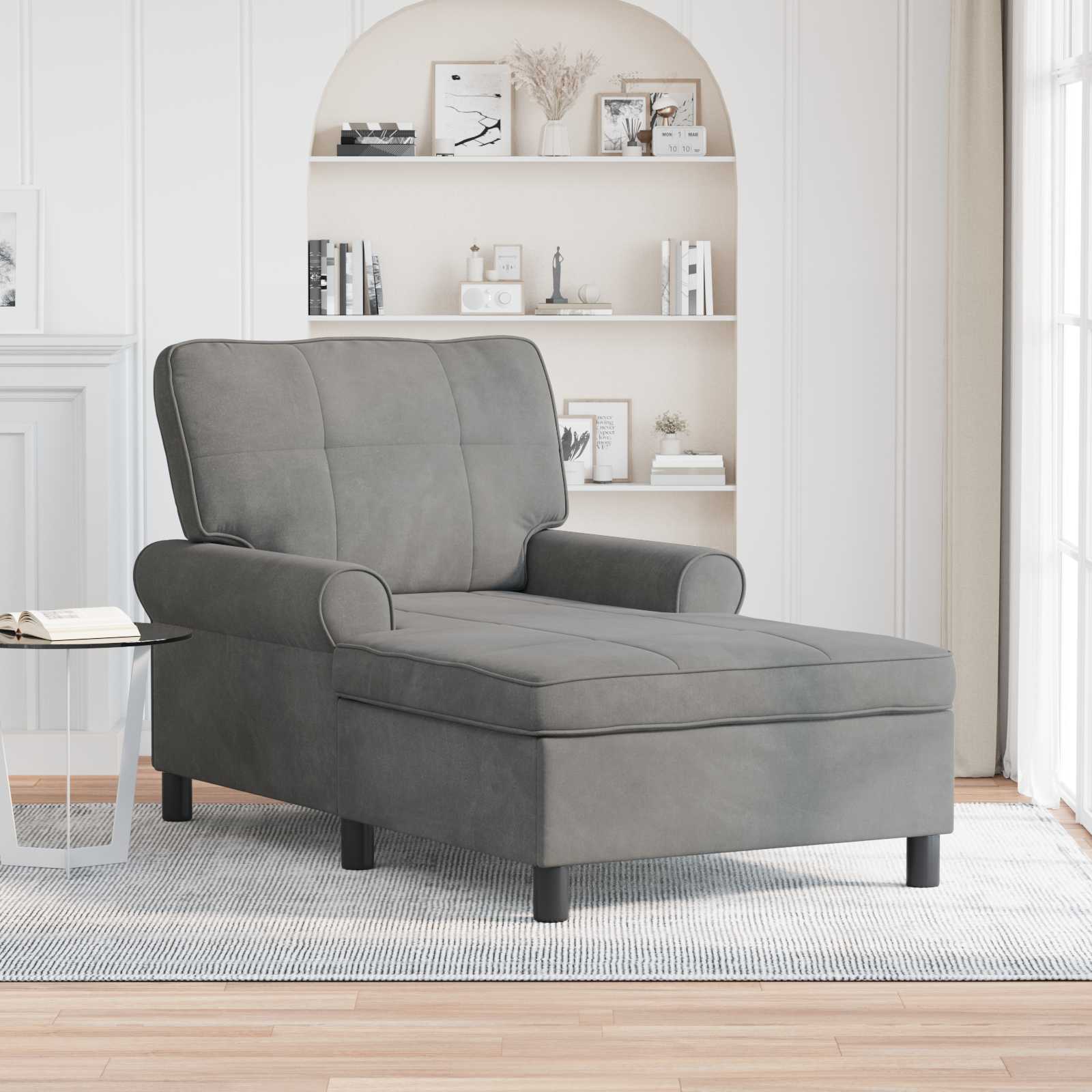 Lounge-Liege mit Kissen Hellgrau 91 x 157 x 91 cm Samt