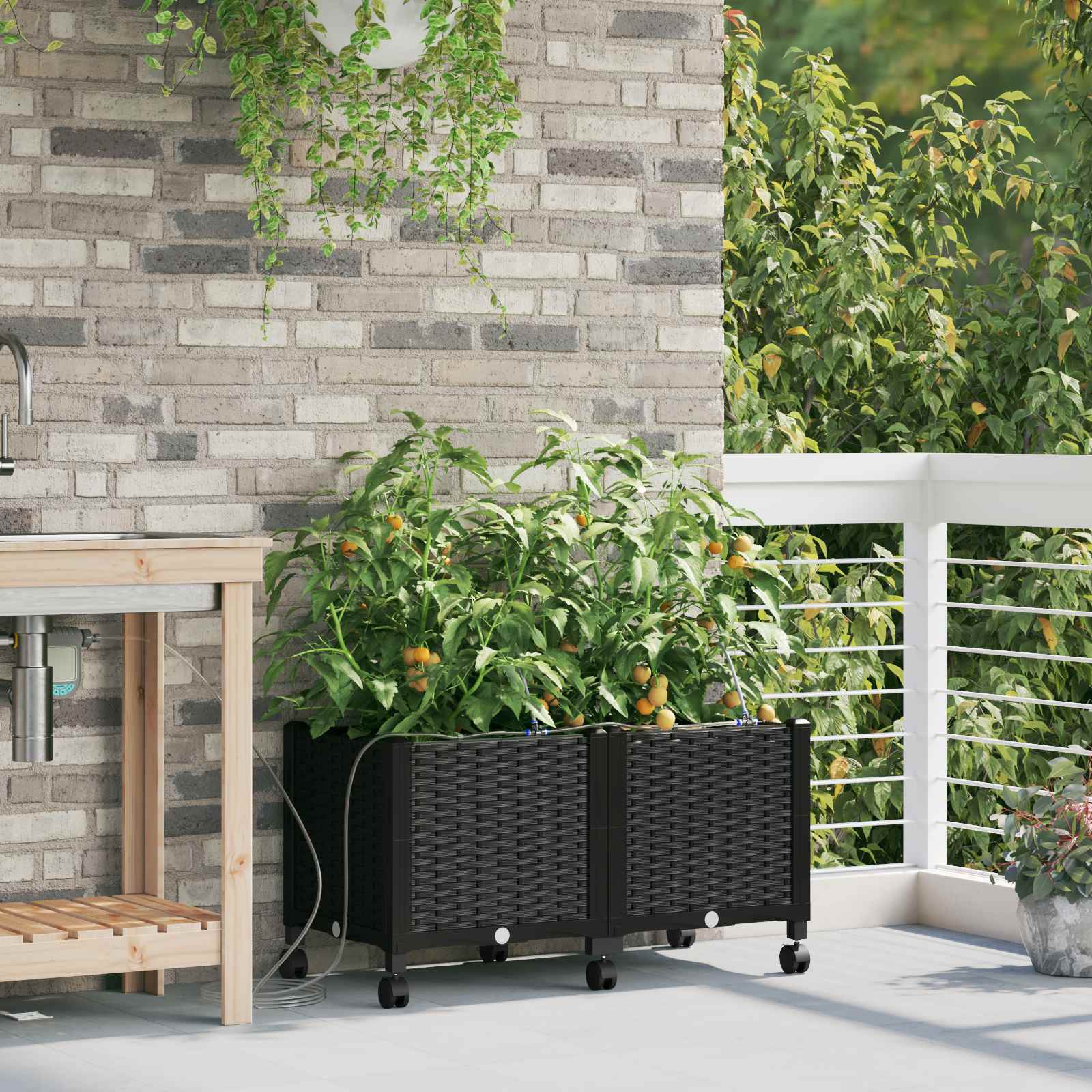 Garten-Pflanzgefäß 4 Stk. Braun 160 x 40 x 22 cm PP
