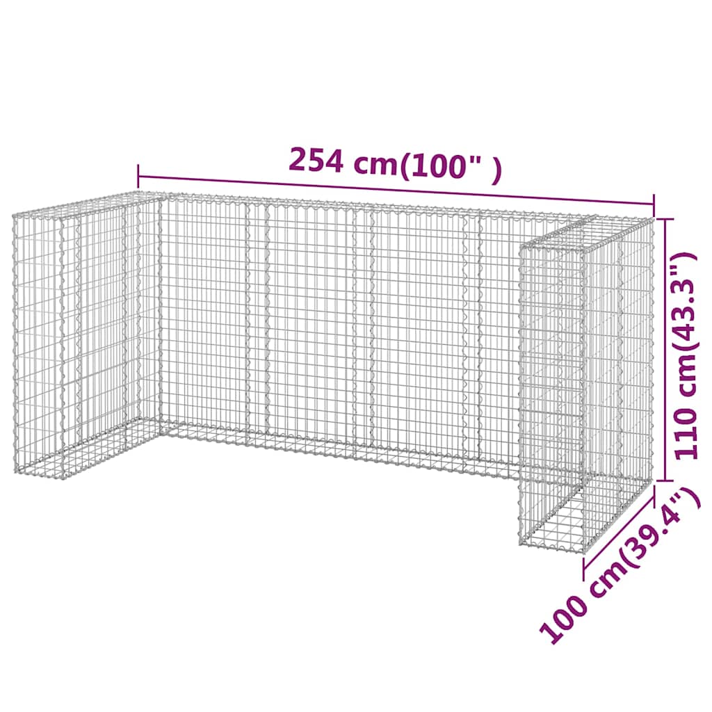 Gabionenwand für Mülltonnen Verzinkter Stahl 180x100x110 cm
