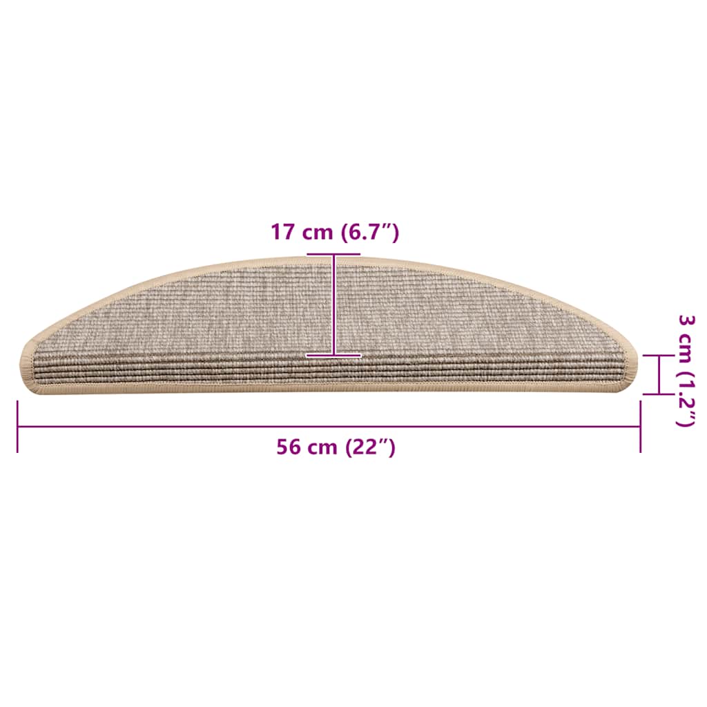 Stufenmatten 15 Stk. 56x17x3 cm Beige und Grau Halbrund
