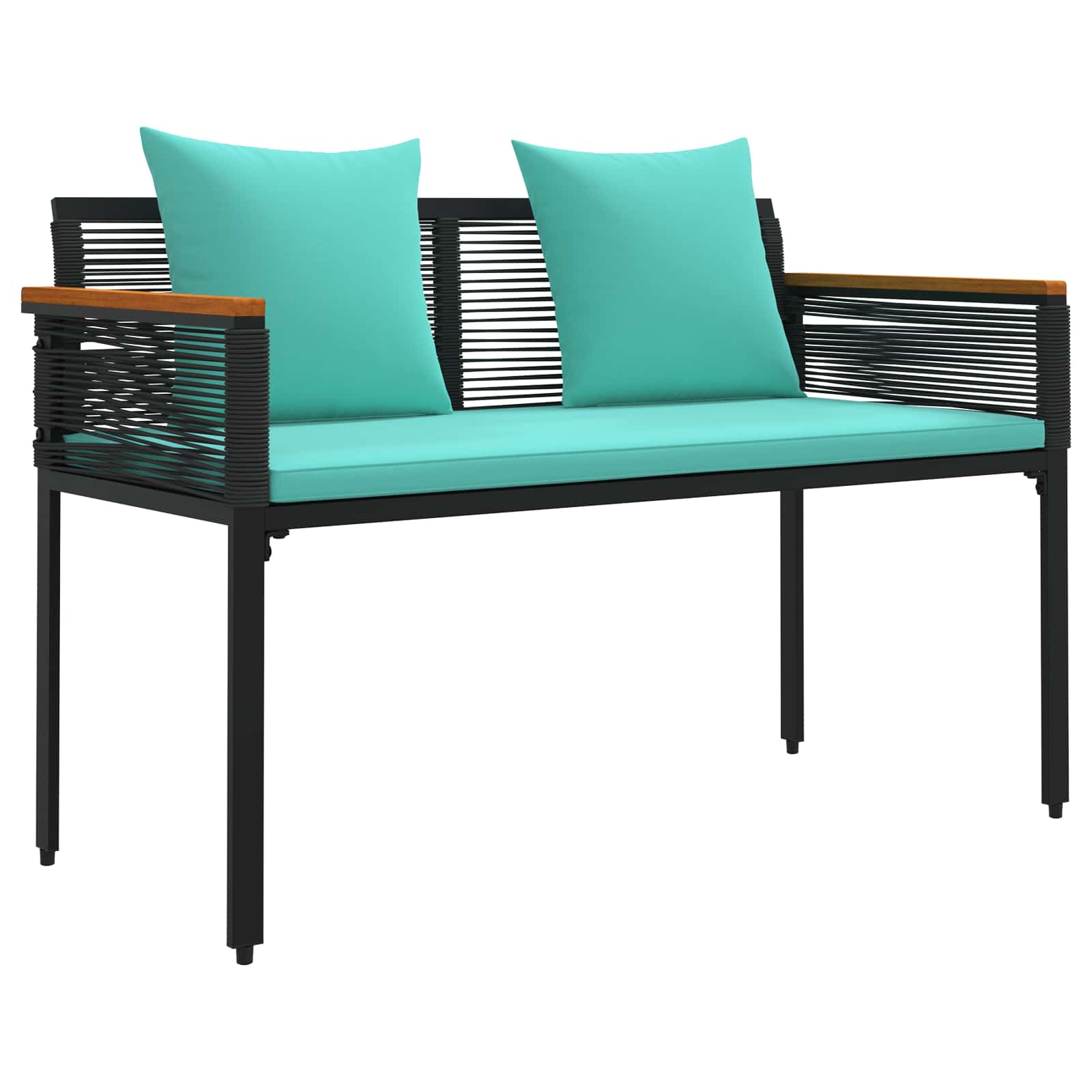 Bank Outdoor mit Kissen Schwarz 117 x 54 x 74,5 cm Poly-Rattan
