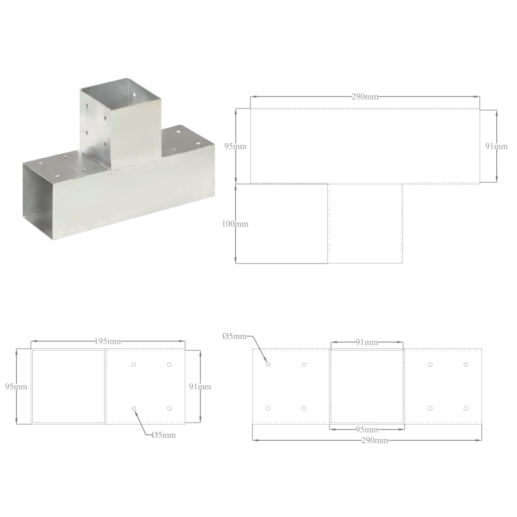 Pfostenverbinder L-Form Verzinktes Metall 71 x 71 mm